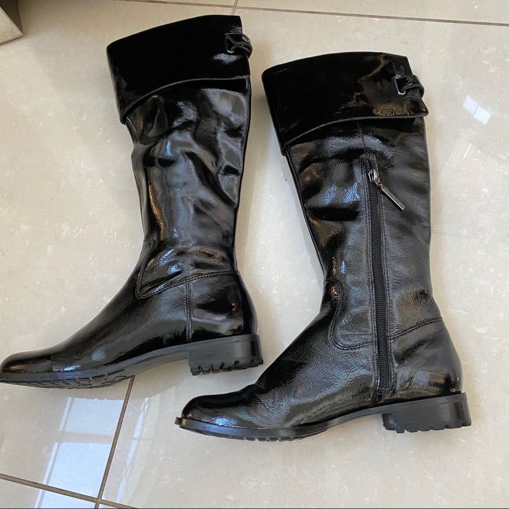 BWOT Calvin Klein black patent leather boots 6.5